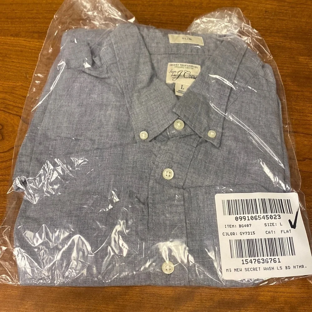 J Crew Slim Secret Wash organic cotton poplin shirt Item BG407